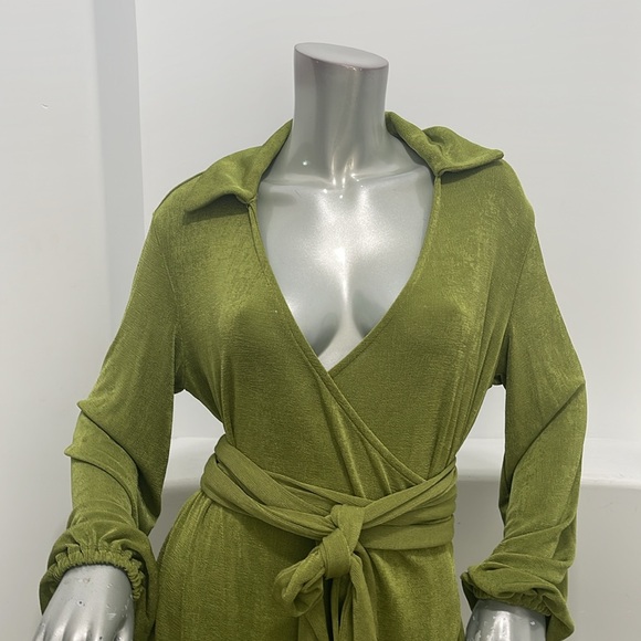 Princess Polly Long Sleeve  Green Party Time Mini Jersey Dress Size Various - Picture 8 of 12